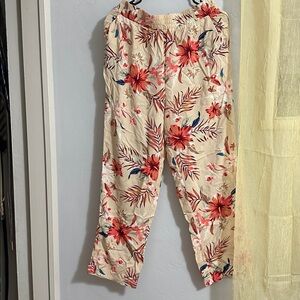 Forever 21 Cream and Red Floral Pants